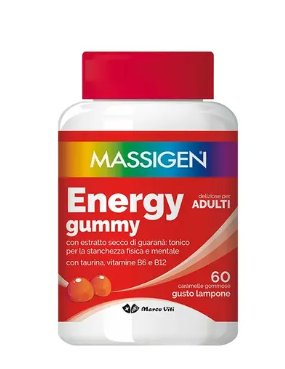 Massigen Energy Gummy Marco Viti 60 caramelle - Integratore Energetico con Guaranà e Vitamine B6 e B12